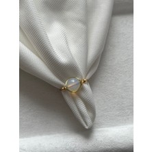 8 mm Opal Taşı Altın Ayarlanabilir Tel Yüzük