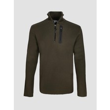 Dik Yaka Fermuar Detaylı Slim Fit Erkek Kazak