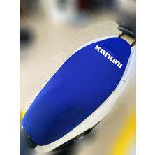 Kanuni Moped Turbo Sport Mavi Kumaş Motosiklet Sele Kılıfı Logolu Penye Sele Koltuk Kılıfı-X