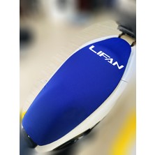 Lifan LF150T-9R Mavi Kumaş Motosiklet Sele Kılıfı Logolu Penye Sele Koltuk Kılıfı-X