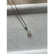 8 mm Opal Taşı Gümüş Kaplama Kolye