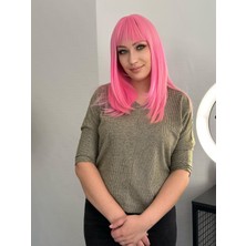 Aura Peruk Harika Pink Renk Serisi Perçemli Lüx Model