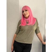 Aura Peruk Harika Pink Renk Serisi Perçemli Lüx Model