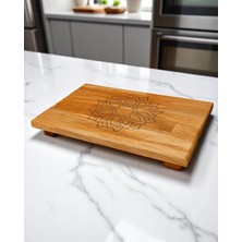 Royal Hediyelik 30X20CM 1 Adet Küçük Boy, Sunum, Kesme Tahtası Motifli, Mandala Desenli 4 Ayaklı, Mutfak Eşyası