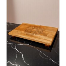 Royal Hediyelik 30X20CM 1 Adet Küçük Boy, Sunum, Kesme Tahtası Motifli, Mandala Desenli 4 Ayaklı, Mutfak Eşyası