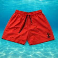 Füme Erkek Çapa Baskılı Basic Standart Boy Mayo Deniz Şortu