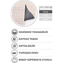 Lidya Bukle Kırık Beyaz Jüt Çizgili Halı – Kaydırmaz, Kadife Dokulu, Kolay Temizlik, Modern ve Hijyenik Tasarım