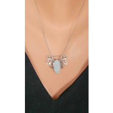 Nusret Takı 925 Ayar Gümüş Kalpli Kelebek Kolye