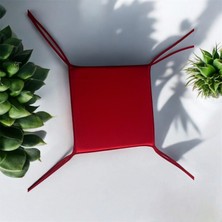 33*33 Kırmızı Tabure Minderi (Bağcıklı, Su ve Leke Itici)