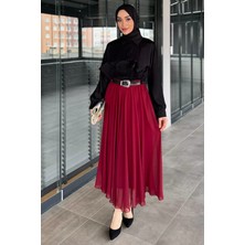 Julude Kemerli Tesettür Şifon Etek P-00016249