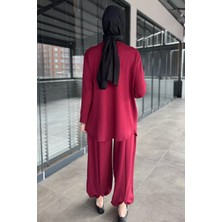 Julude Taş Işlemeli Bisiklet Yaka Tunik Pantolon Tesettür Ikili Takım P-00016179