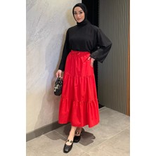 Julude Kadın Bel Lastikli Pileli Katlı Tesettür Etek P-00016066