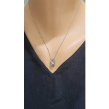 Nusret Takı 925 Ayar Gümüş Oval Tektaş Kolye