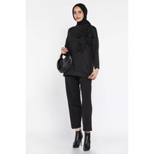 Julude Yaka Çiçek Detaylı Tunik Pantolon Tesettür Ikili Takım P-00015931