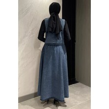 Julude Tesettür Cepli Etek Yelek Jean Kot Ikili Takım P-00015913