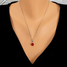 Nusret Takı 925 Ayar Gümüş Yuvarlak Büyük Boy Sentetik Yakut Taşlı Kolye