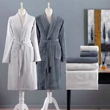 Taç Blaze Pure Cotton Pamuk Aile Bornoz Seti Gri Mavi