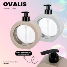LE10 Tezgah Üstü  Mutfak Banyo Lavabo Wc Plastik Oval Gri,bej Sıvı Sabunluk 350ML - 11,80OZ Aç Kapa Kilit Ovalis Deterjanlık