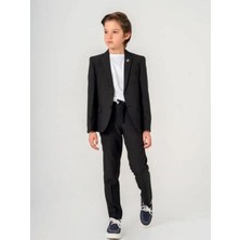 Erkek Çocuk T-Shirt Ceket Belden Bağlamalı Pantolon 3'lü Spor Takım (7-10 Yaş Arası)