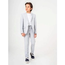 Carinos Erkek Çocuk T-Shirt Ceket Belden Bağlamalı Pantolon 3'lü Spor Takım (7-10 Yaş Arası)