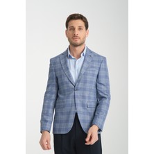 Frappoli Uche Erkek Vizon Ekose Desenli Slim Fit Mono Yaka Blazer  Ceket