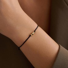 Bayar Gold 14 Ayar Altın Siyah İpli 3 Dorika Bileklik