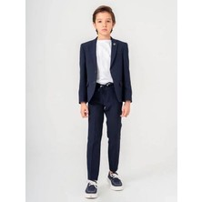 Erkek Çocuk T-Shirt Keten Ceket Belden Bağlamalı Pantolon 3'lü Spor Takım(7-10 Yaş Arası)