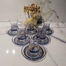 Dm Porselen Lacivert 6'lı Çay Bardağı