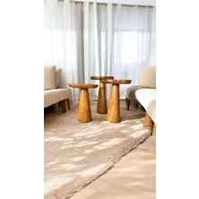 Simillo Home & Living Wood Ahşap 3 Lü Set Mantar Yan Sehpa Konik Model / Tik Ağacı Renk / Zigon Sehpa