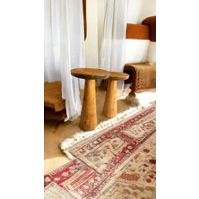 Simillo Home & Living Wood Ahşap 2'li Set Konik Model Mantar Yan Sehpa Modern Fiskos /tik Ağacı Renk / Zigon Sehpa