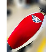 Altai Tank Kırmızı Kumaş Motosiklet Sele Kılıfı Logolu Penye Sele Koltuk Kılıfı-A