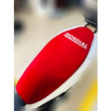 Mondial 125 Mh Drift Kırmızı Kumaş Motosiklet Sele Kılıfı Logolu Penye Sele Koltuk Kılıfı-A