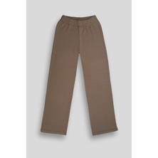 Beli Lastikli Wide Leg Örme Triko Kadın Pantolon