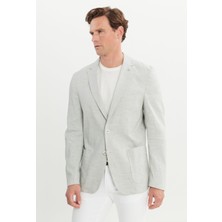 ALTINYILDIZ CLASSICS Erkek Gri Slim Fit Dar Kesim Mono Yaka Cepli Desenli Magic Ceket