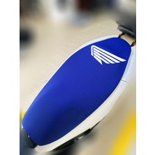 Honda Pcx 150 Mavi Kumaş Motosiklet Sele Kılıfı Logolu Penye Sele Koltuk Kılıfı-A