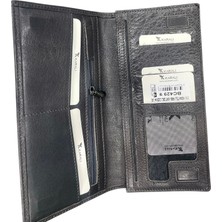 Karalı Deri  Deri Mıknatıslı Arka Kartlıklı Cüzdan Gri BC429-9