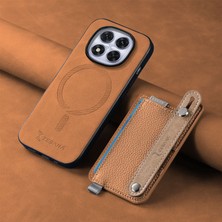 Xiaomi Poco X7 Uyumlu Kılıf Zebana 2in1 Kartlıklı Best Deri Kılıf Kahverengi