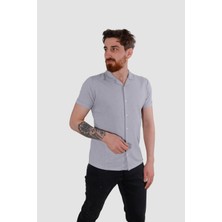 Globay 2545 Hsk Jakarlı Safarı Gomlek-Gri