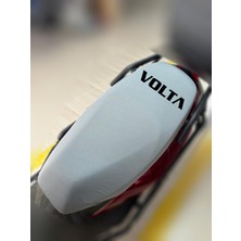 Volta Vs1 Gri Kumaş Motosiklet Sele Kılıfı Logolu Penye Sele Koltuk Kılıfı-S
