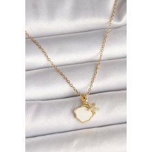 316L Çelik Gold Renk Zincir Sallantı Beyaz Mineli Deniz Kabuğu Zirkon Taşlı Deniz Yıldızı Figür Kadın Kolye