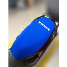 Kanuni Hussar 125 Mavi Kumaş Motosiklet Sele Kılıfı Logolu Penye Sele Koltuk Kılıfı-S
