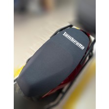 Lambretta V200 Special Siyah Kumaş Motosiklet Sele Kılıfı Logolu Penye Sele Koltuk Kılıfı-S