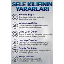 Mondial 50 Wing Siyah Kumaş Motosiklet Sele Kılıfı Logolu Penye Sele Koltuk Kılıfı-S