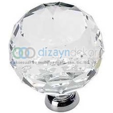 Kristal Cam Düğme Kulp 30 Mm. Krom