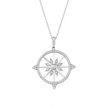 Harem Altın Kutup Yıldızı Pusula Gümüş Kolye GMS1988