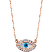 Harem Altın Mineli Göz Gümüş Rose Kolye GMS1780