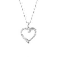 Harem Altın Sıra Taşlı Kalp Gümüş Kolye GMS1955