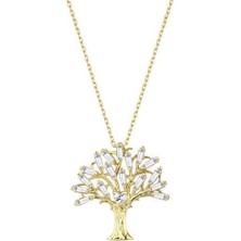 Harem Altın Baget Taşlı Kalpli Hayat Ağacı Gümüş Kolye GMS1942