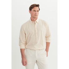 Oversize Bol Kesim Düğmeli Yaka %100 Pamuk Gömlek