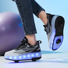 Mkjinmei LED Işık USB Şarjlı Çıkarılabilir Tekerlekli Kaykay Ayakkabısı (Yurt Dışından)